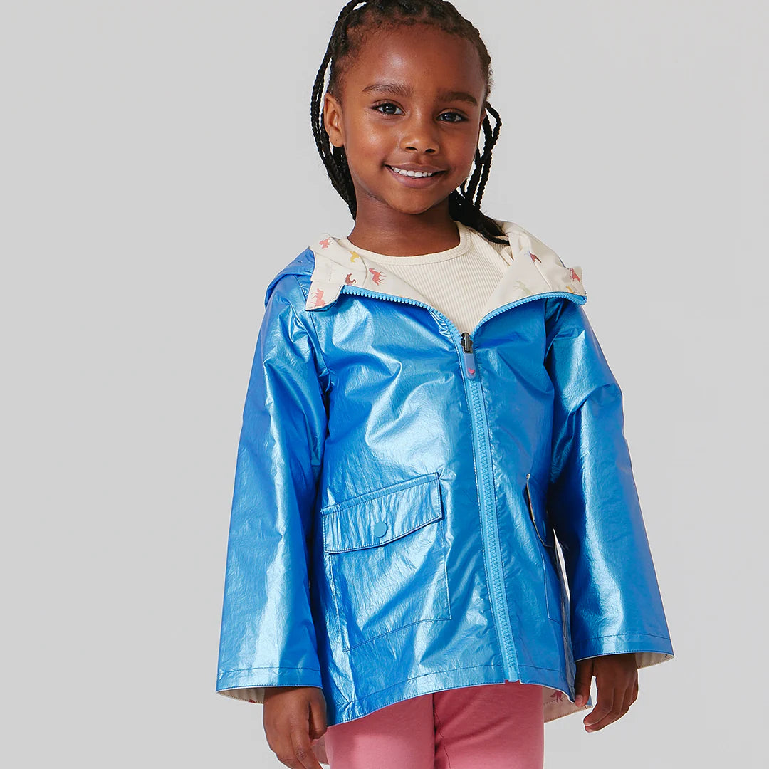 Rafa Rain Coat - Blue Metallic