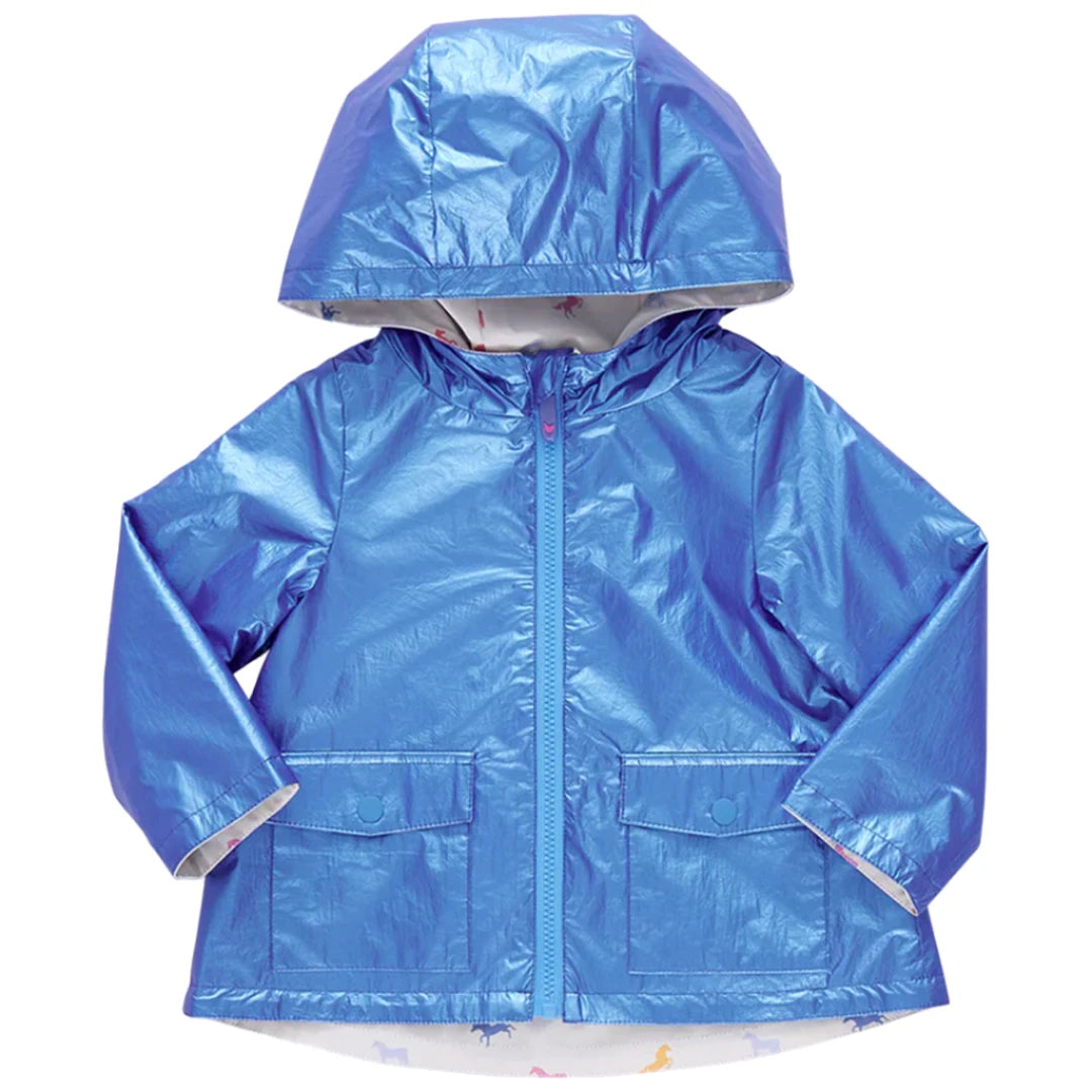 Rafa Rain Coat - Blue Metallic