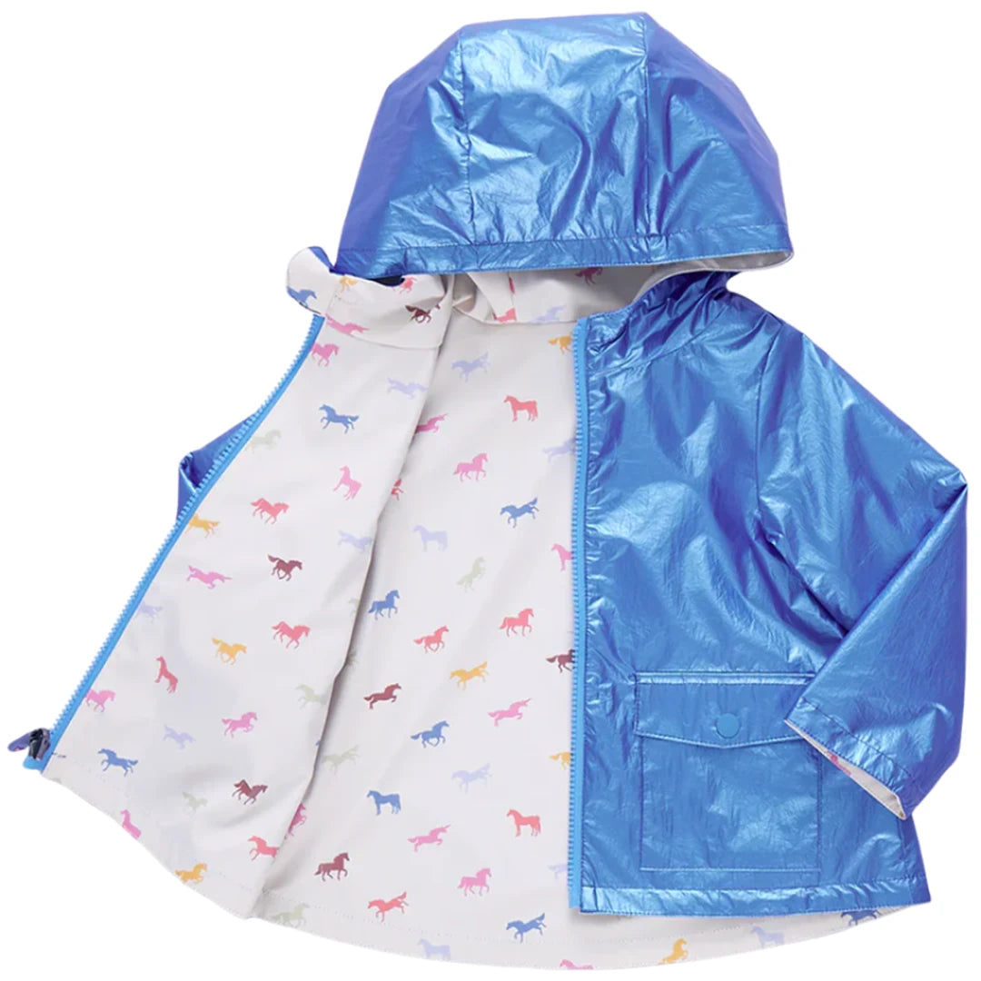 Rafa Rain Coat - Blue Metallic