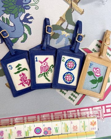 Needlepoint Two Dot Luggage Tag
