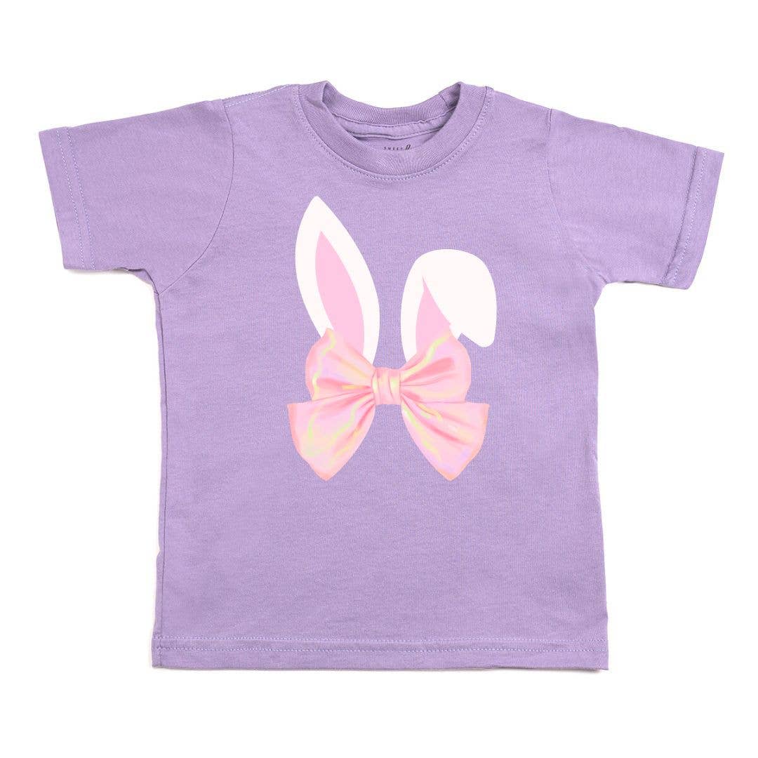 Bunny Bow Easter Short Sleeve T-Shirt - Lavender - Kids