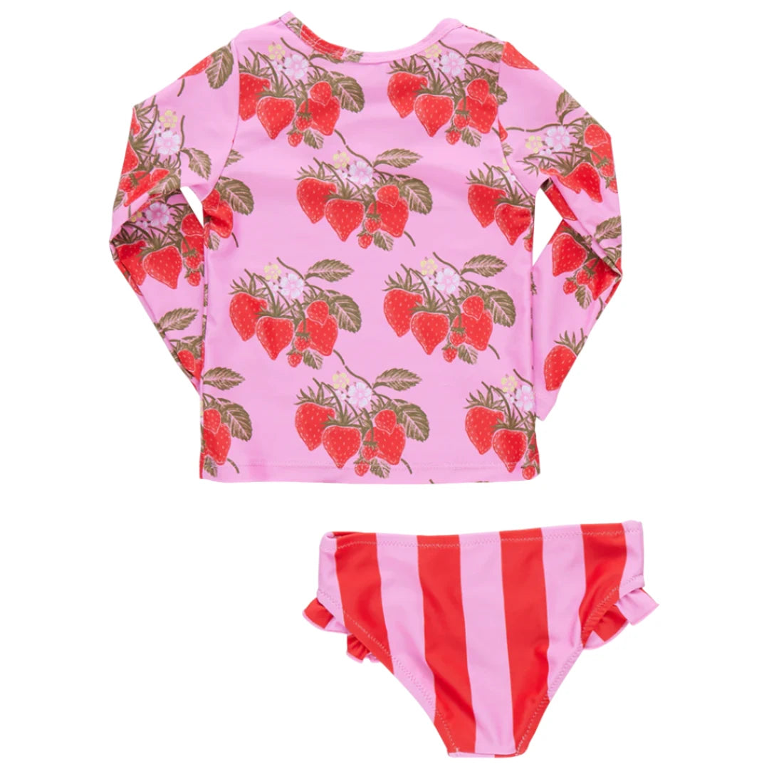 Rash Guard Set - Pink Wild Strawberries
