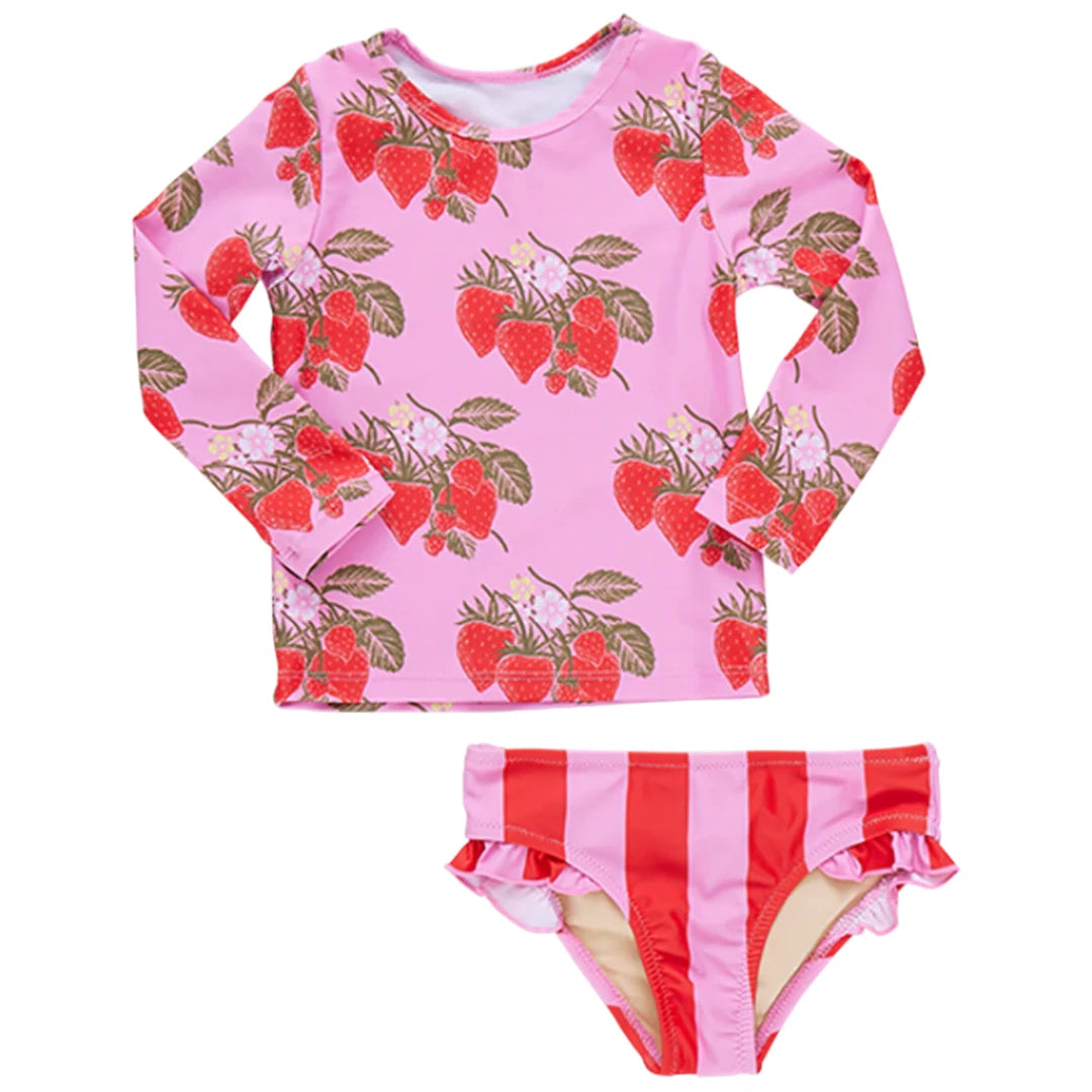 Rash Guard Set - Pink Wild Strawberries