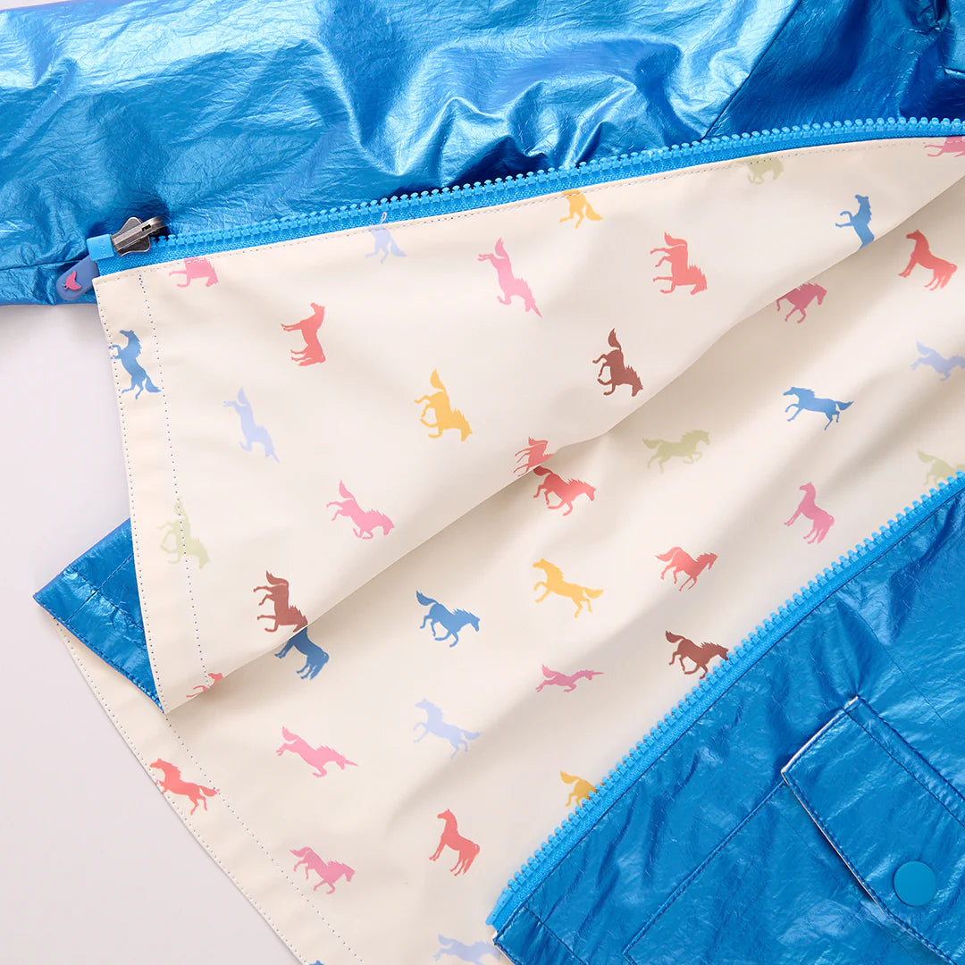 Rafa Rain Coat - Blue Metallic