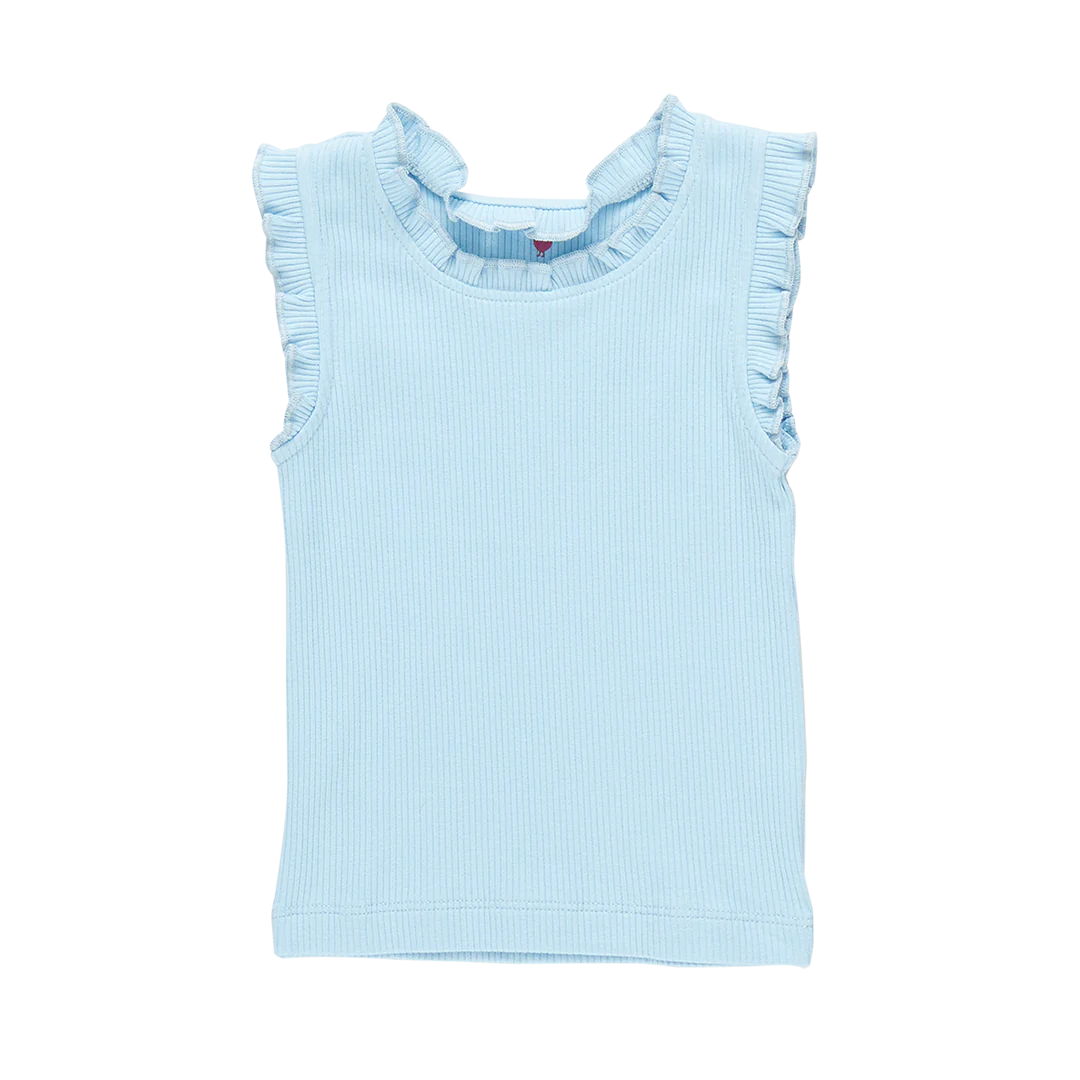 Girls Organic Ruffle Rib Tank, more colors