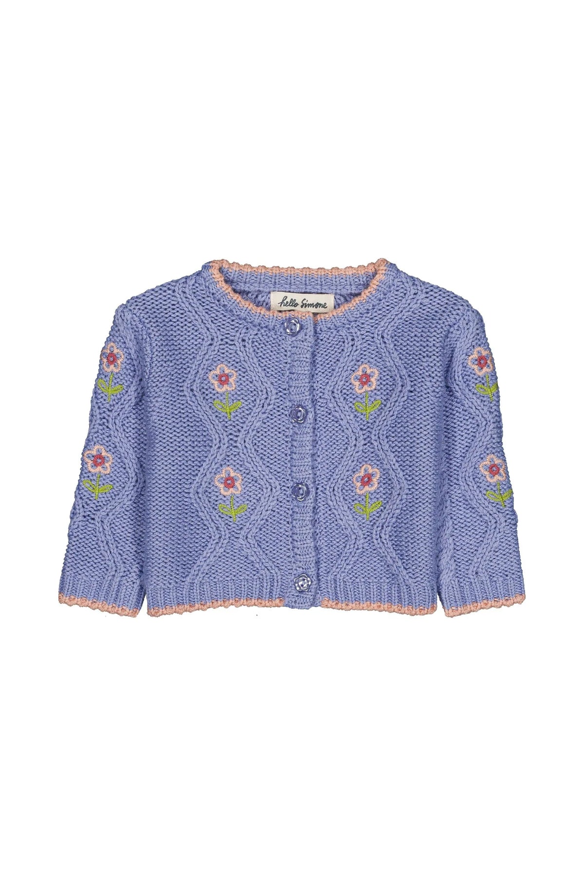 JEANNETTE CABLE KNIT CARDIGAN LIGHT BLUE