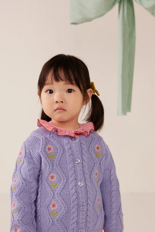 JEANNETTE CABLE KNIT CARDIGAN LIGHT BLUE