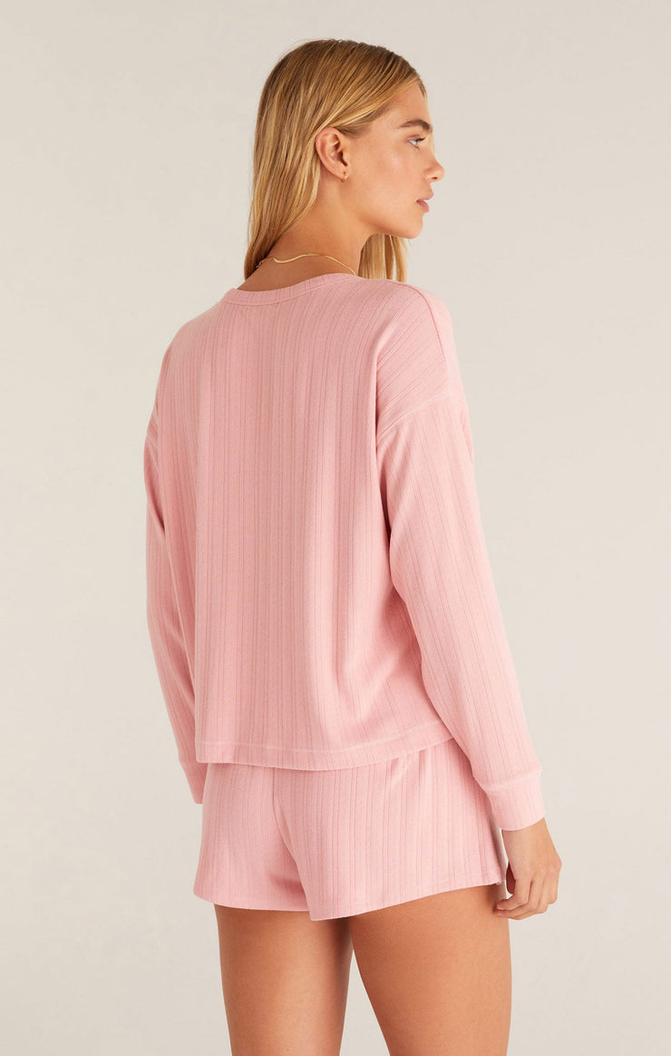 Dusk Silky Pointelle Long Sleeve Top