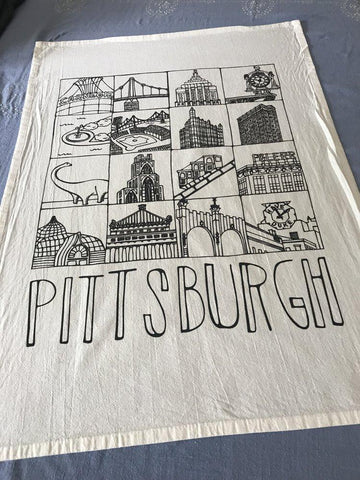 Pittsburgh Landmarks Flour Sack Tea Towel
