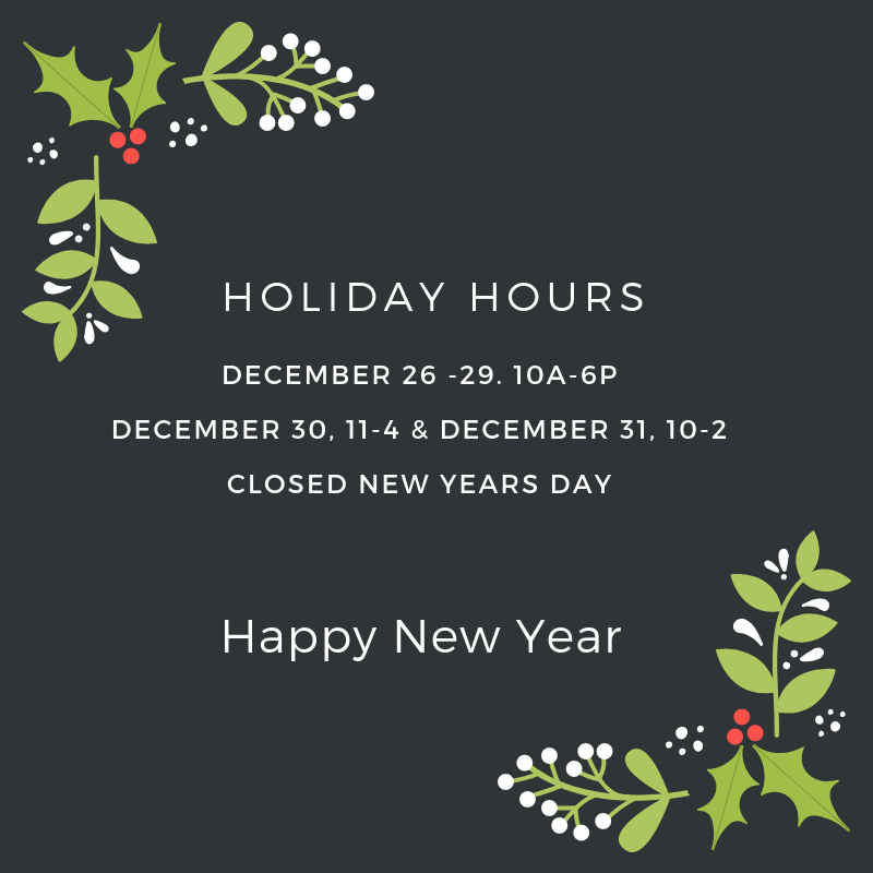 Holiday Hours for Last Week in December