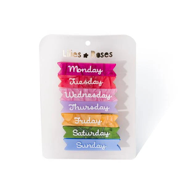 Days Of The Week Pastel Hair Clips