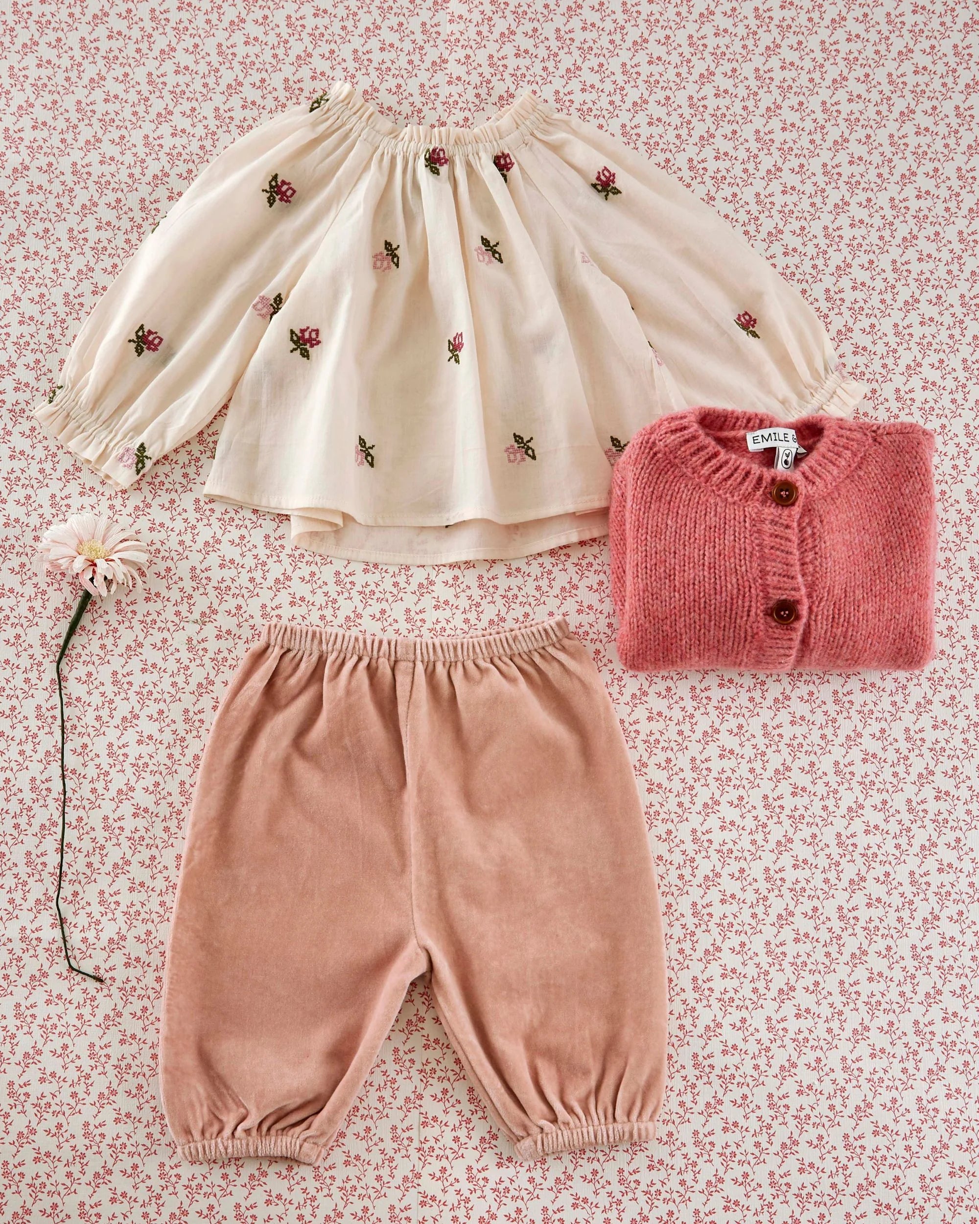 PINK VELVET BABY PANTS