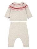 Baby 2 Pc Set Knit Cardigan With Jacquard and Pants