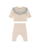 Baby 2 Pc Set Knit Cardigan With Jacquard and Pants