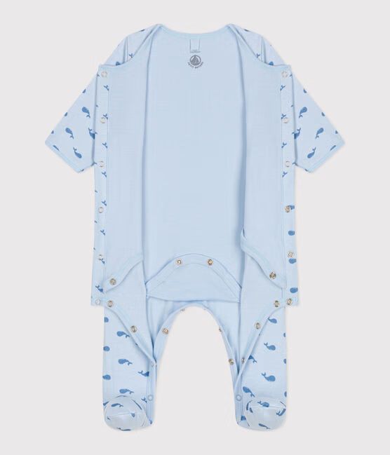 Baby Boy Whale Print Footie With Attached Bodysuit