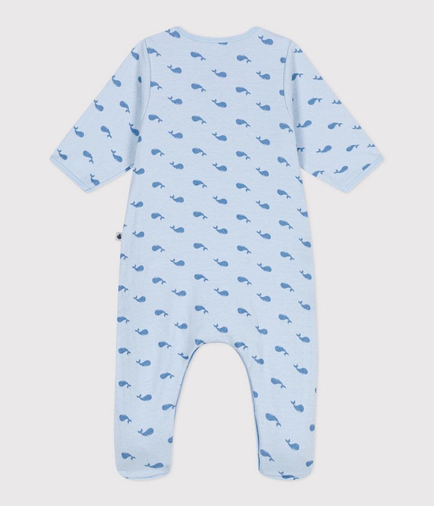 Baby Boy Whale Print Footie With Attached Bodysuit