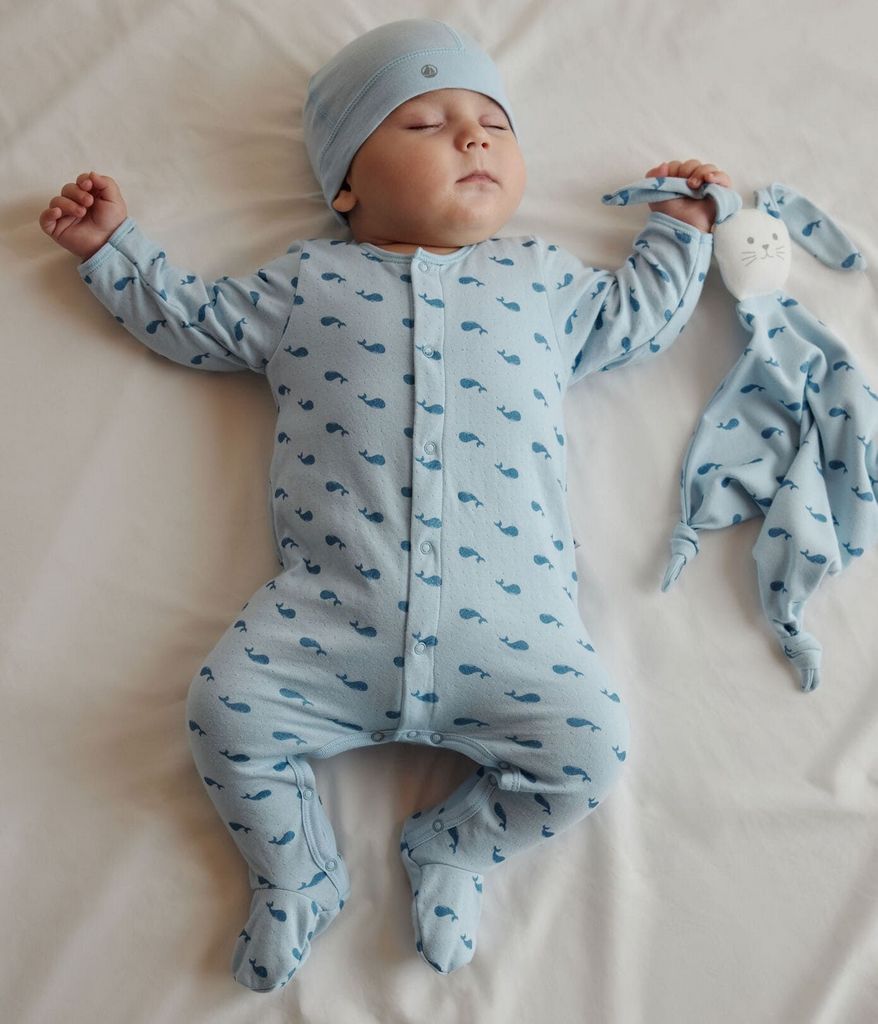 Baby Boy Whale Print Footie With Attached Bodysuit