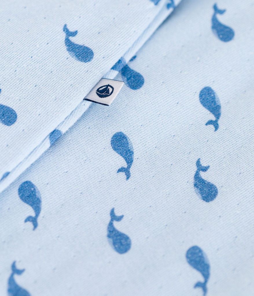 Baby Boy Whale Print Footie With Attached Bodysuit