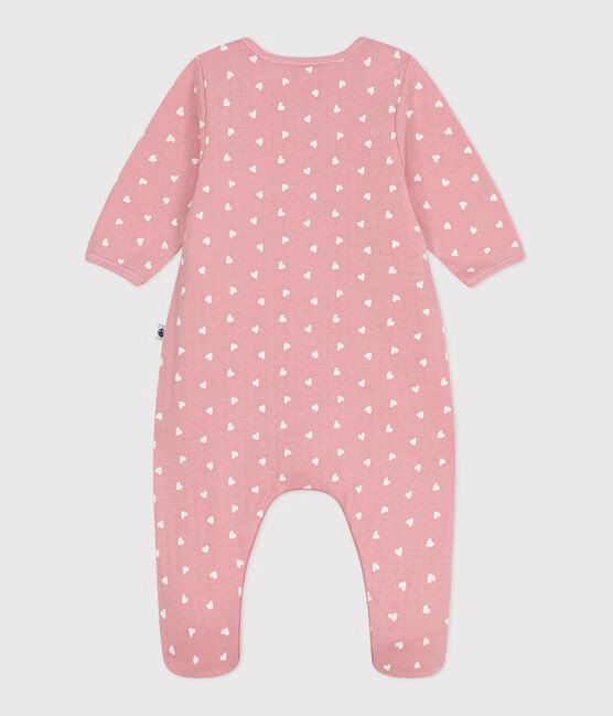 Baby Girl Heart Print Footie With Attached Bodysuit