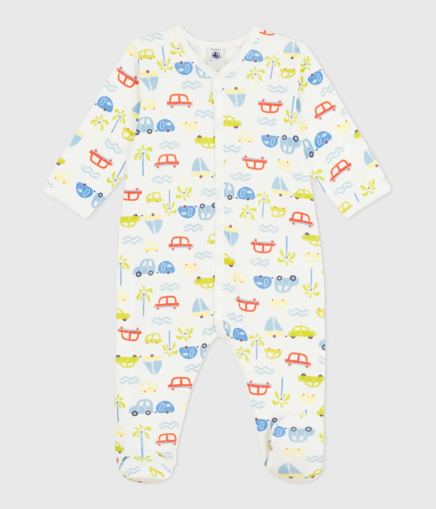 Baby boy front snap cars print footie