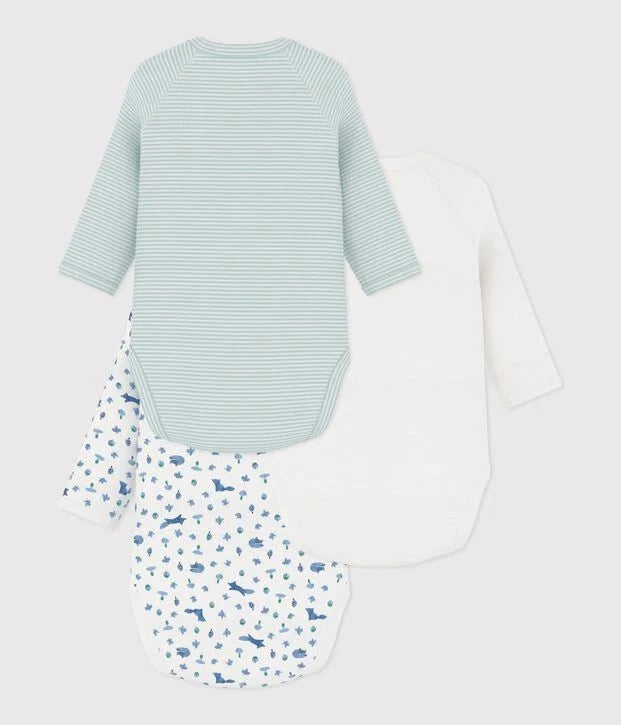 Baby Boy 3-Pack Long Sleeve Crossover Bodysuits