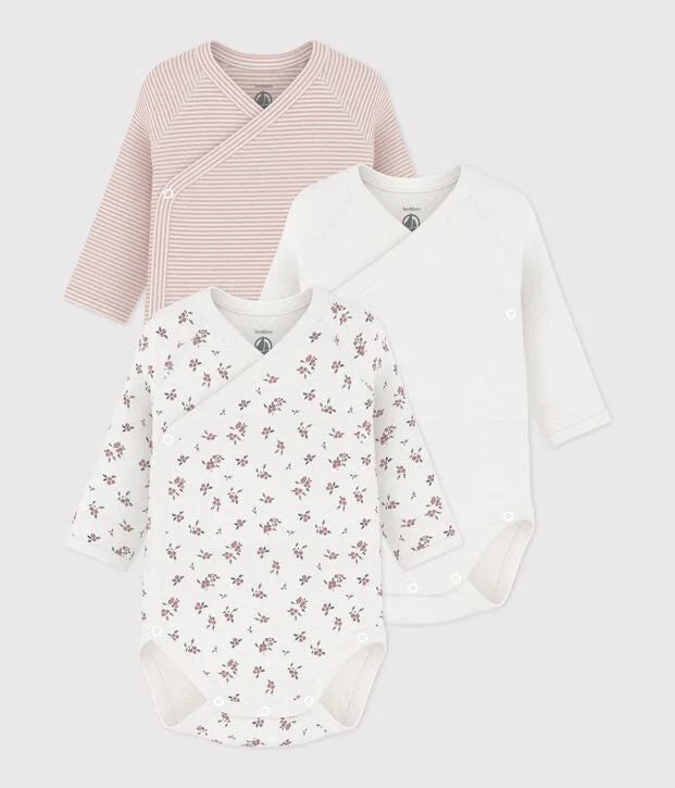 Girl 3 Pack Long Sleeve Crossover Bodysuits