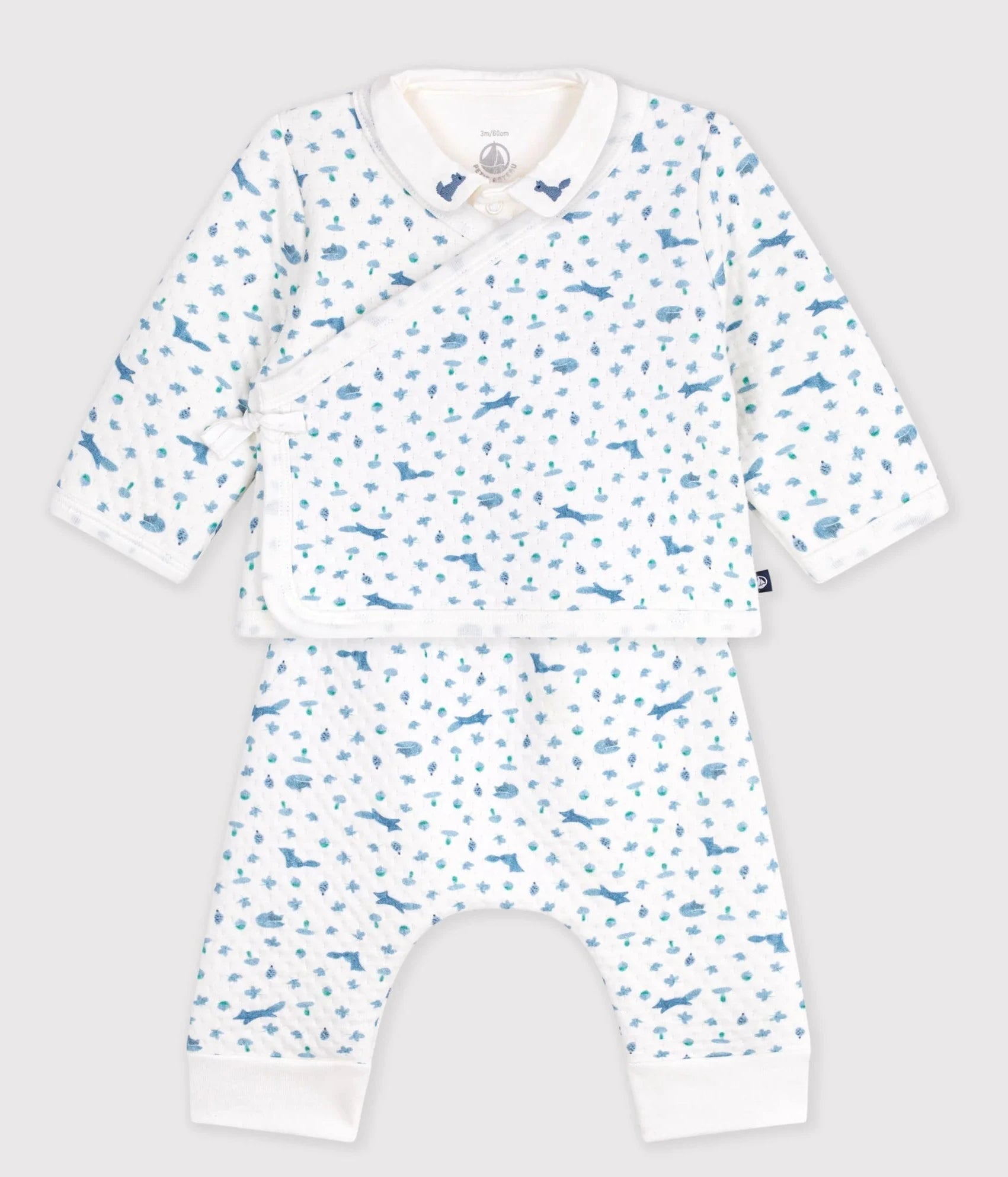 3-Piece Set: Long Sleeve Bodysuit, Fox Print Cardigan, and Pant