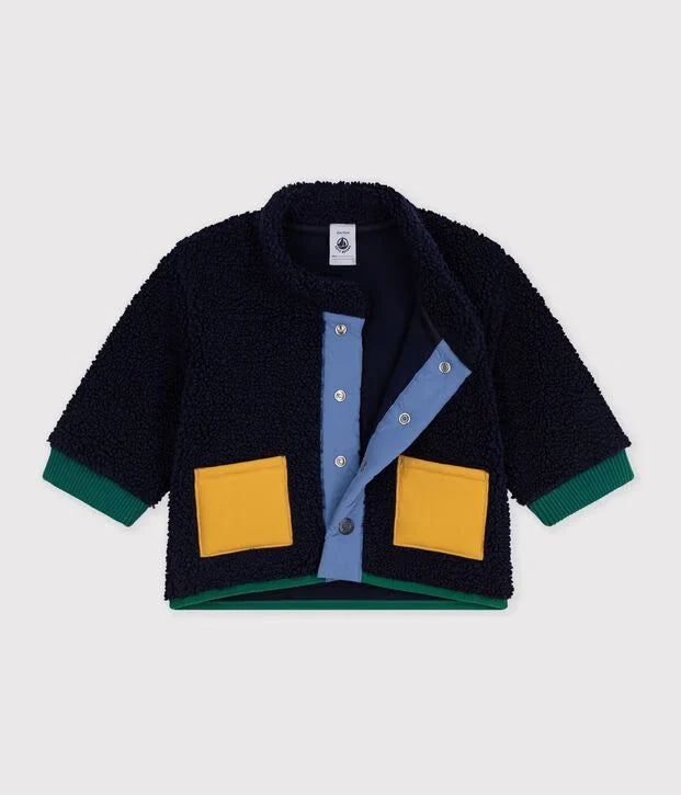 Navy Blue Sherpa Jacket