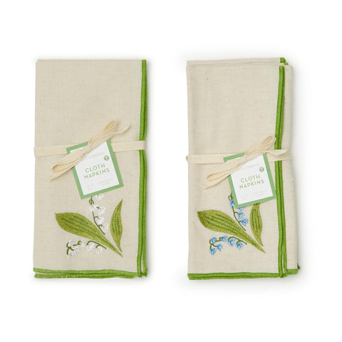 Lily of the Valley Set of 4 Embroidered Napkins
