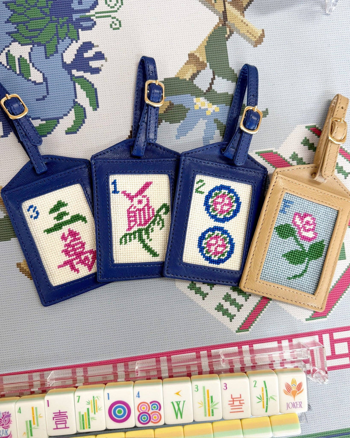 Needlepoint Three Crak Luggage Tag