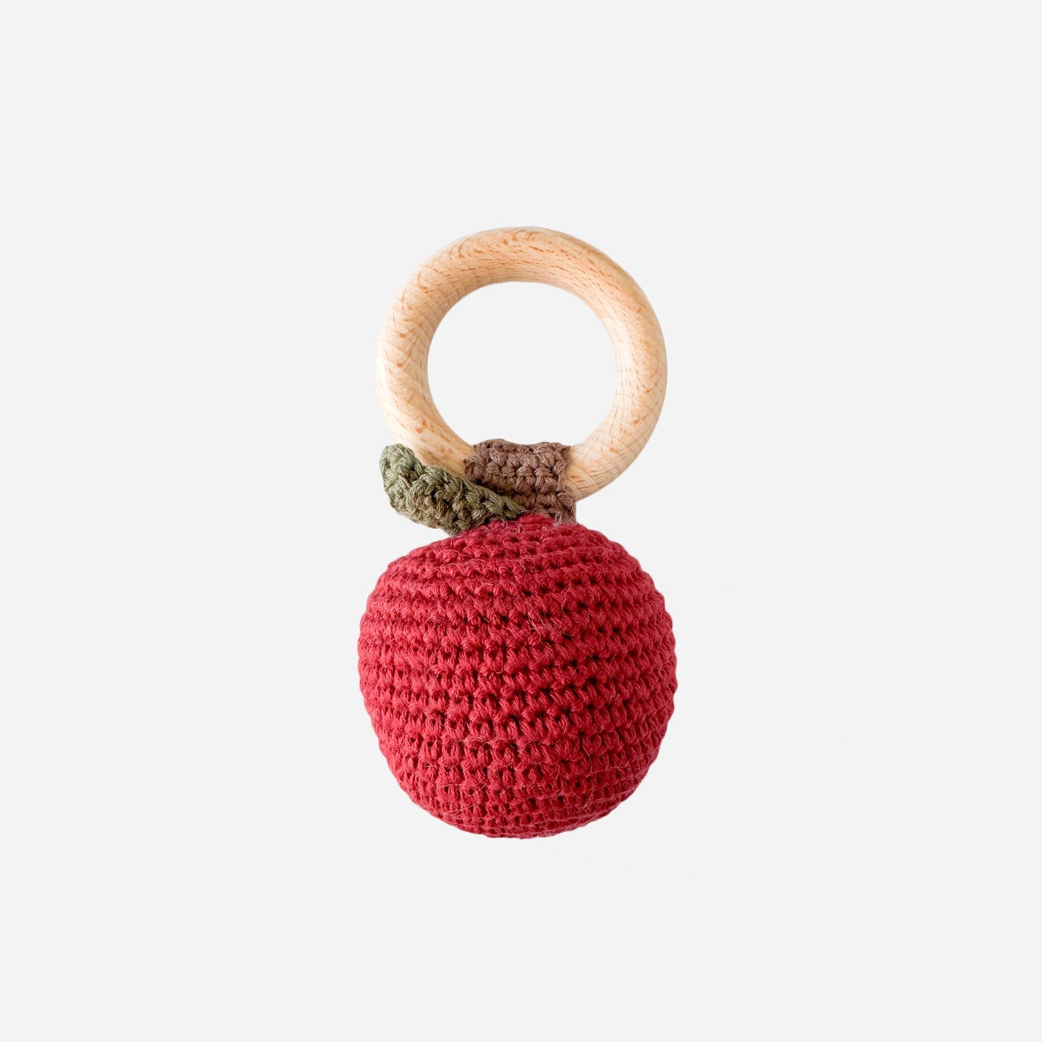 Cotton Crochet Apple Rattle Teether Back to School Baby Fall