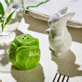 Easter Bunny and Cabbage Leaf Hand-Painted Salt and Pepper Shaker Set
