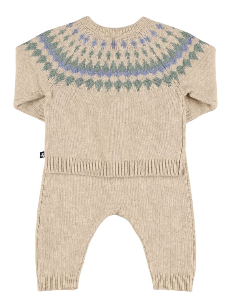 Baby 2 Pc Set Knit Cardigan With Jacquard and Pants