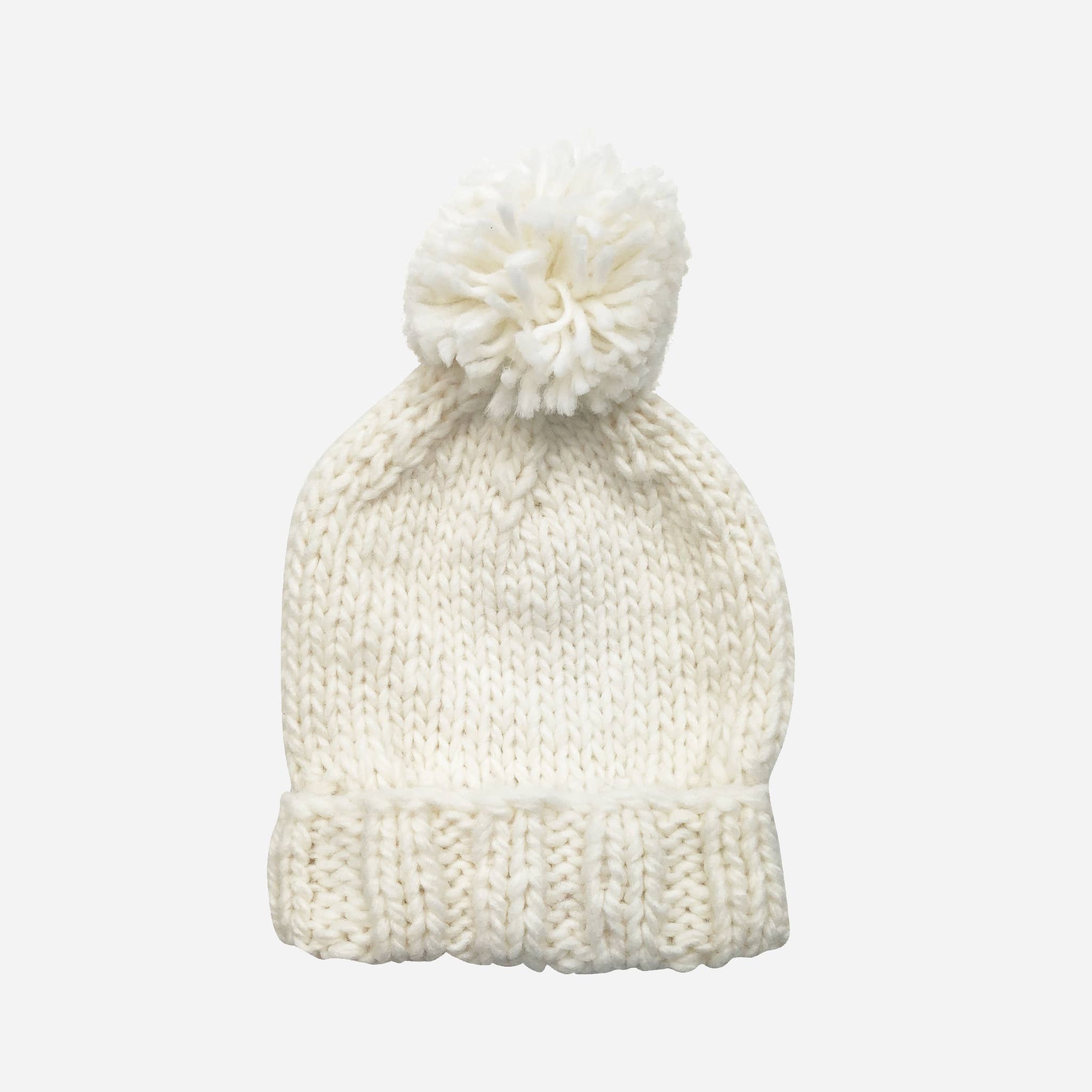 Classic Pom Hat, Cream Baby Beanie Kids Winter Clothing