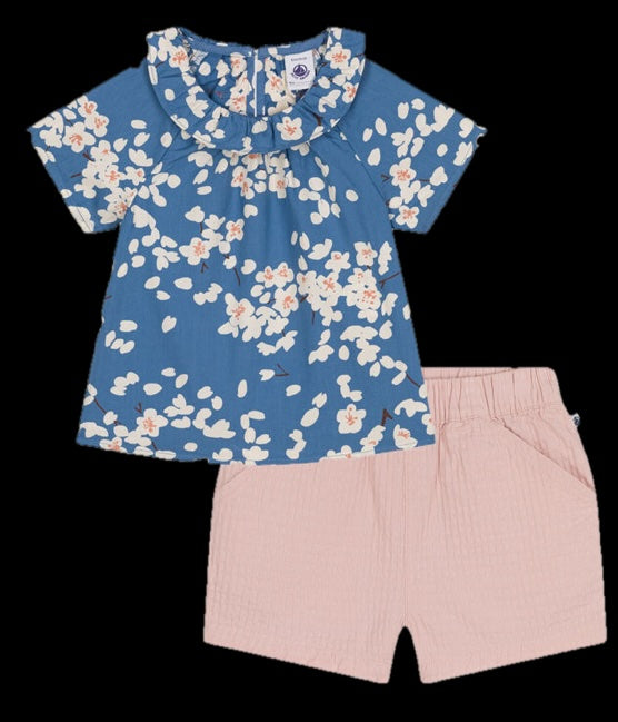 SHORT-SLEEVED POPLIN BLOUSE or Short