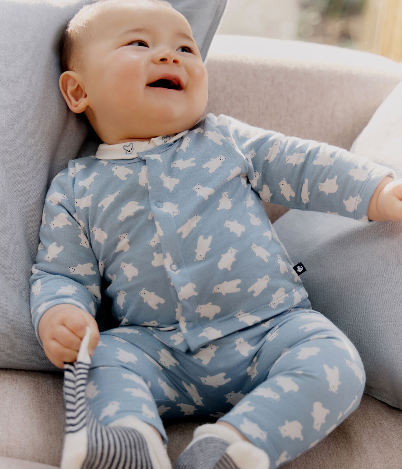THREE-PIECE BEAR PRINT SET, INCLUDING A BODY WITH AN EMBROIDERED COLLAR