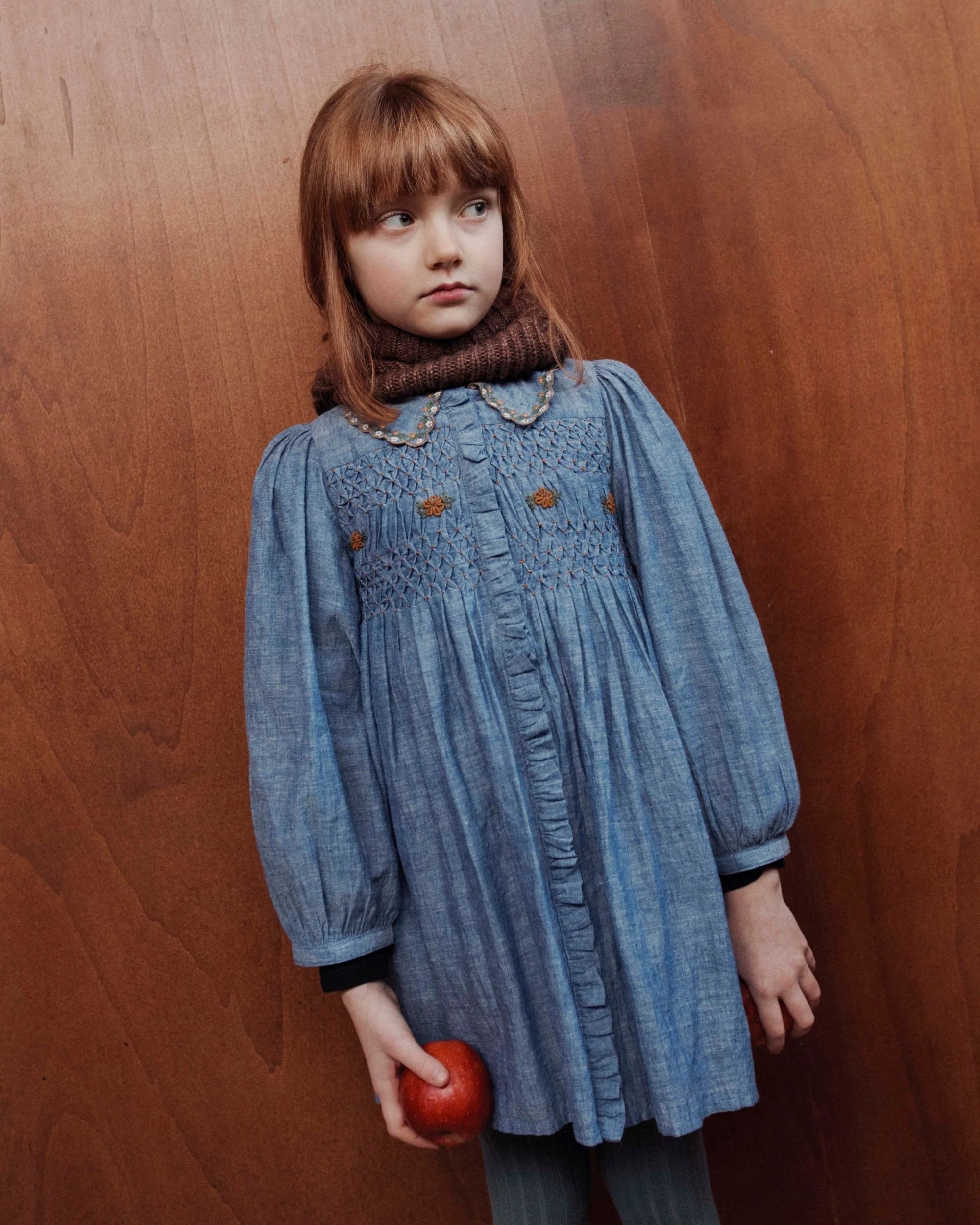 CHAMBRAY SMOCKED DRESS