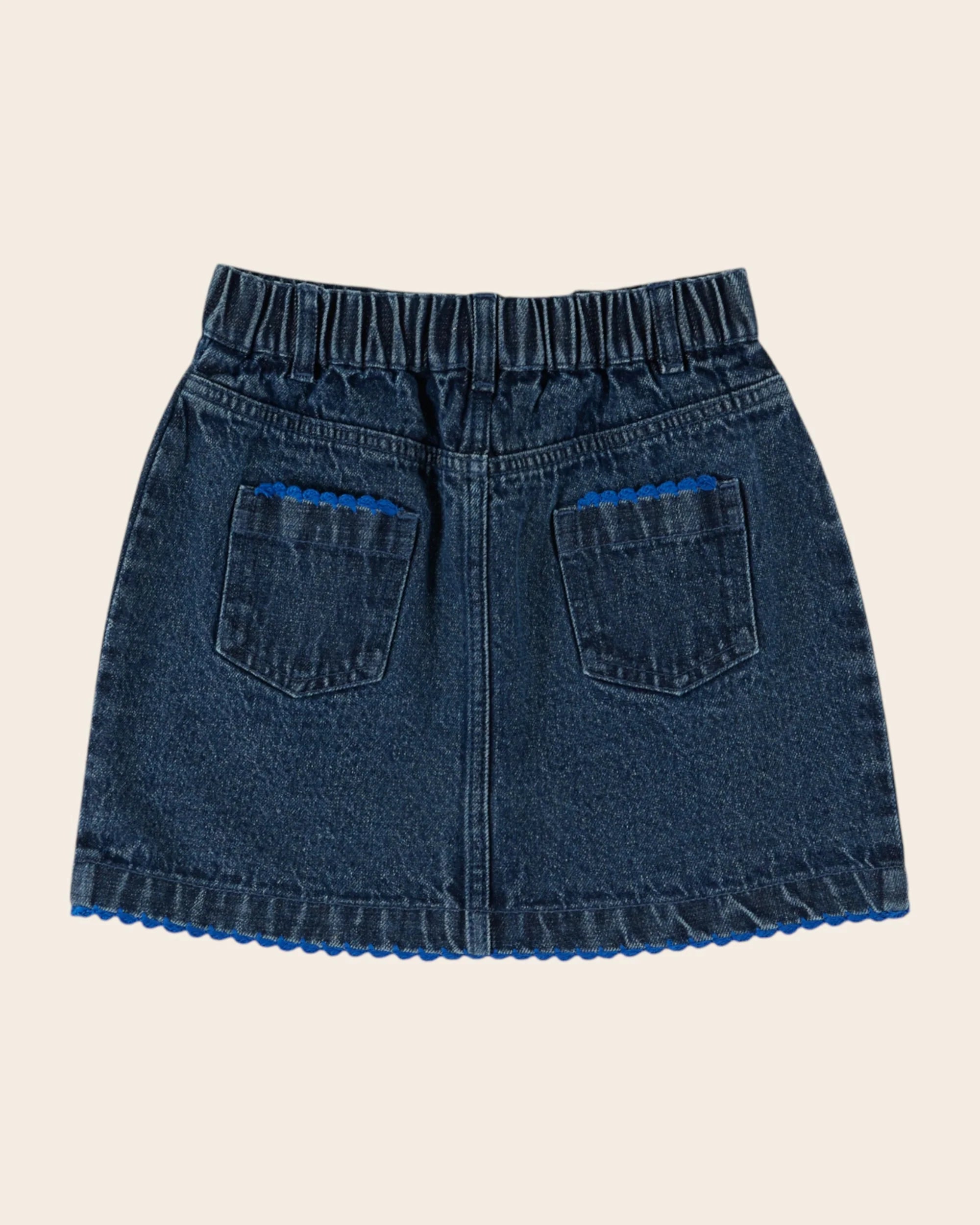 BLUE SCALLOPED DENIM SKIRT