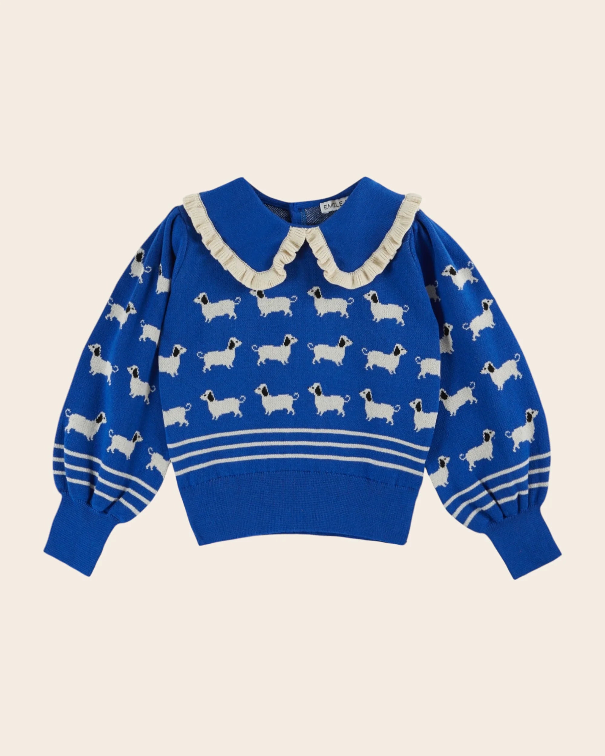 JACQUARD DOGS SWEATER ORGANIC COTTON ROYAL BLUE