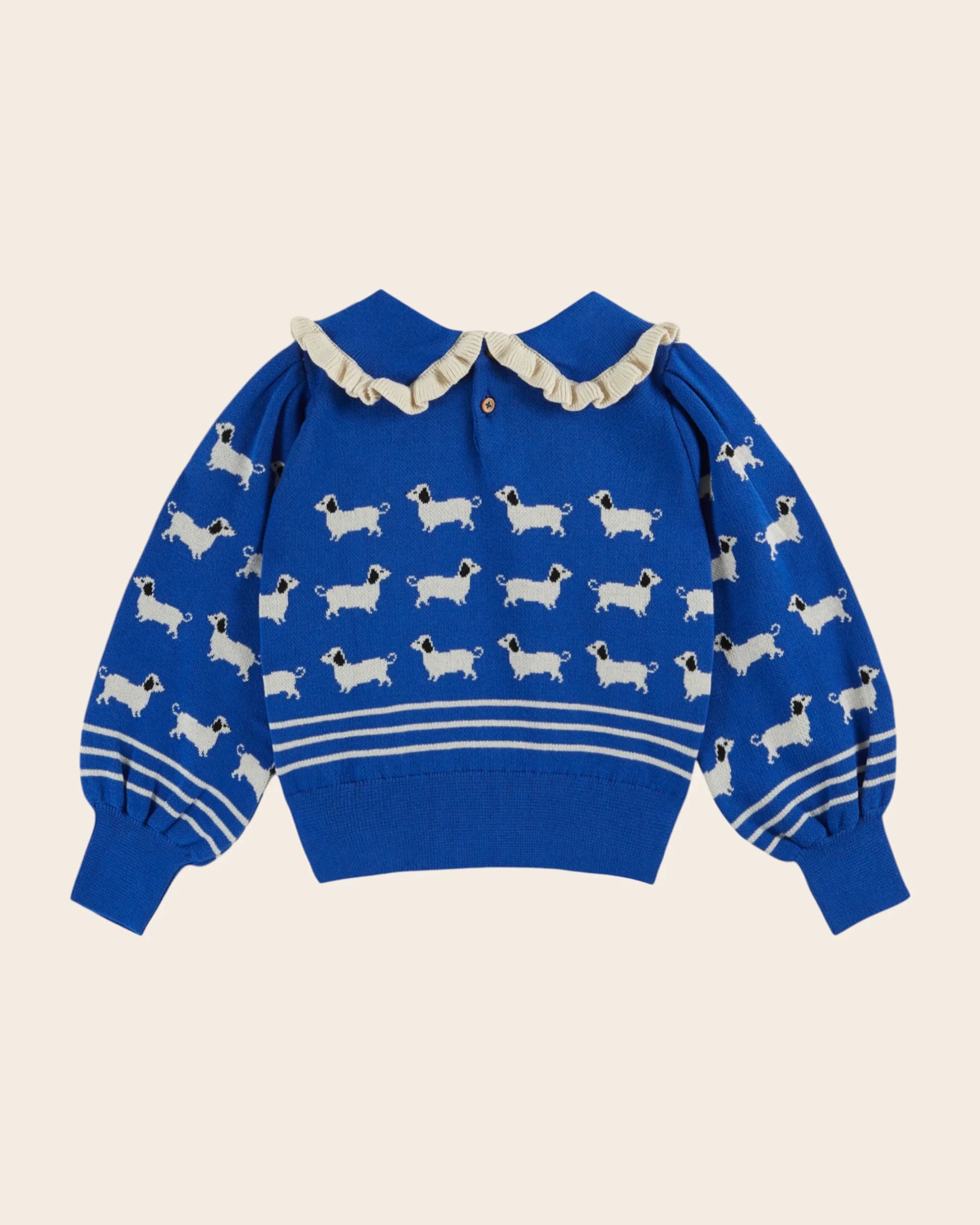 JACQUARD DOGS SWEATER ORGANIC COTTON ROYAL BLUE