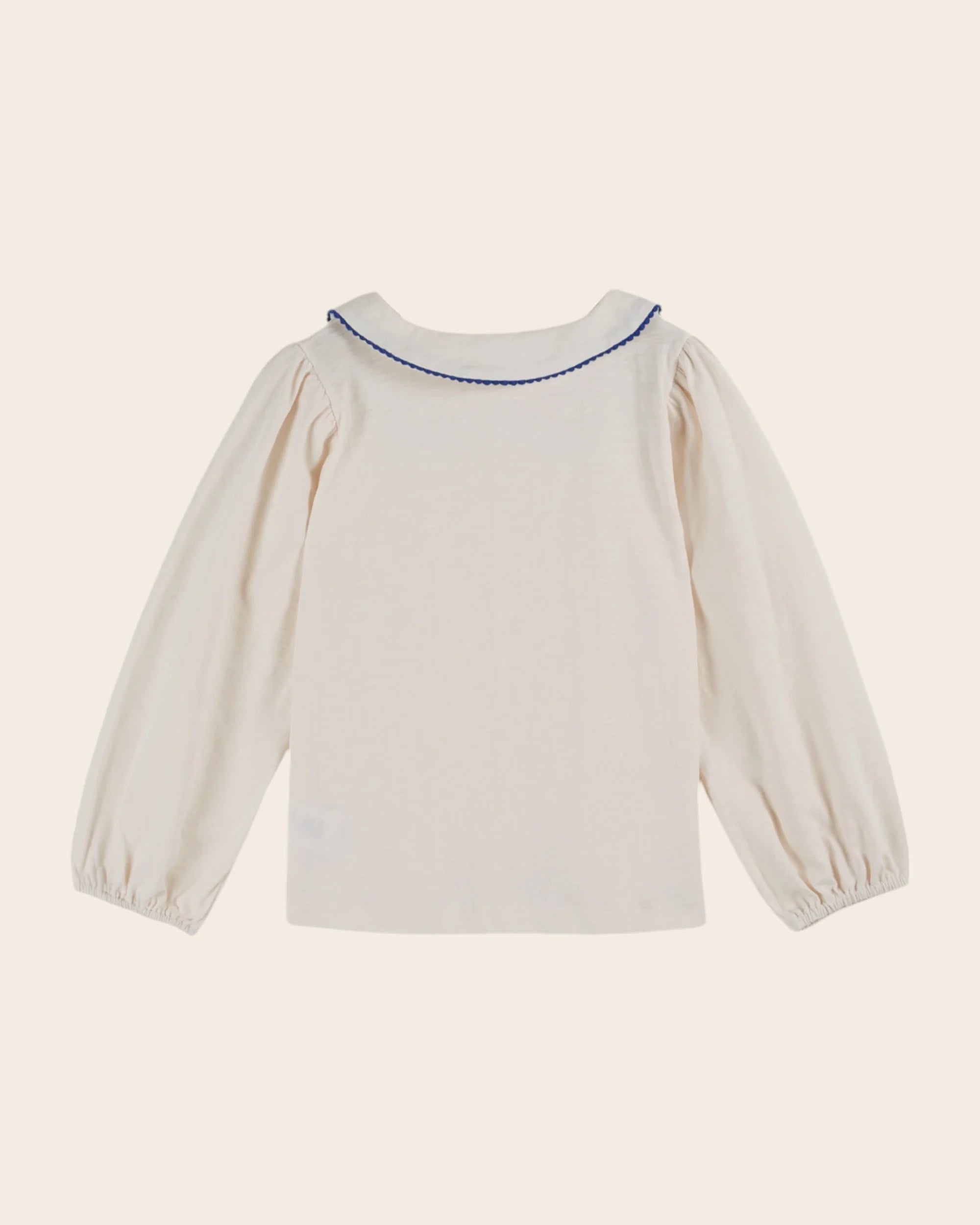 CREAM ORGANIC COTTON BOW-NECK T-SHIRT