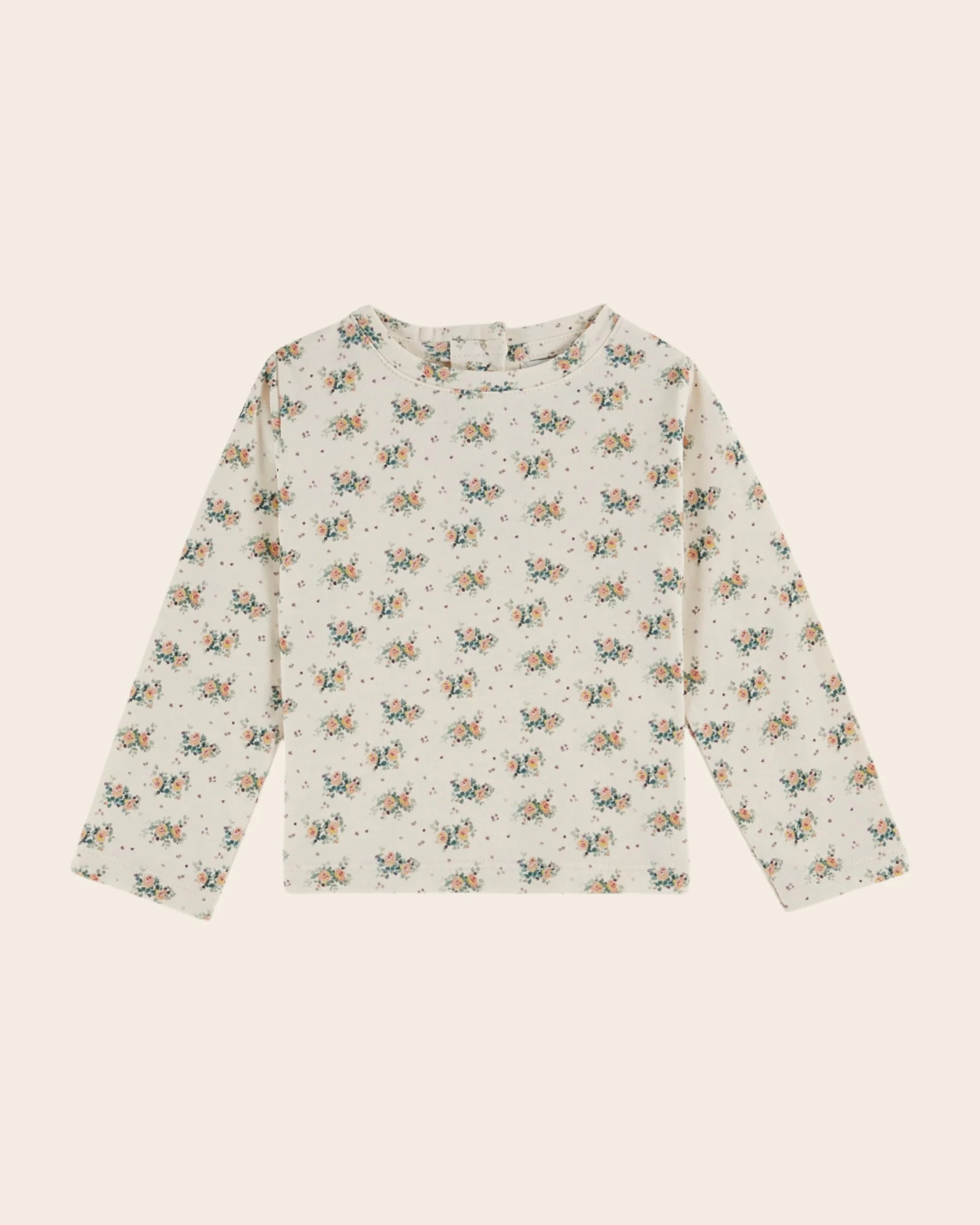 ORGANIC COTTON T-SHIRT WITH BEIGE FLOWERS