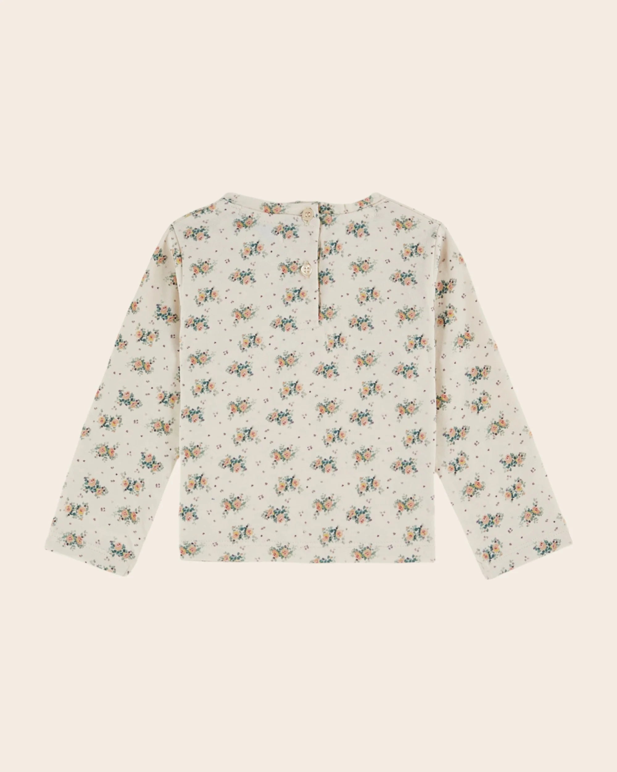 ORGANIC COTTON T-SHIRT WITH BEIGE FLOWERS