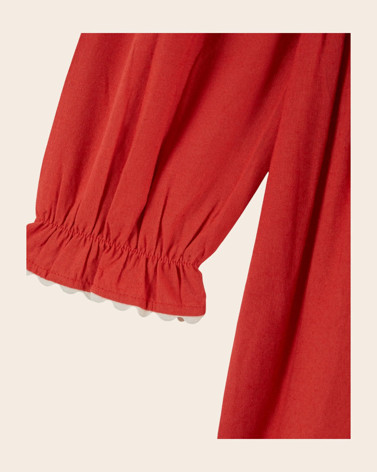 Red embroidered smocked