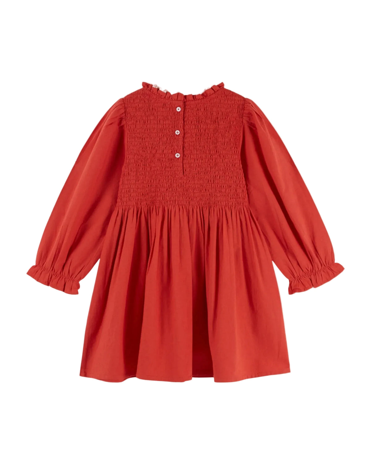 Red embroidered smocked