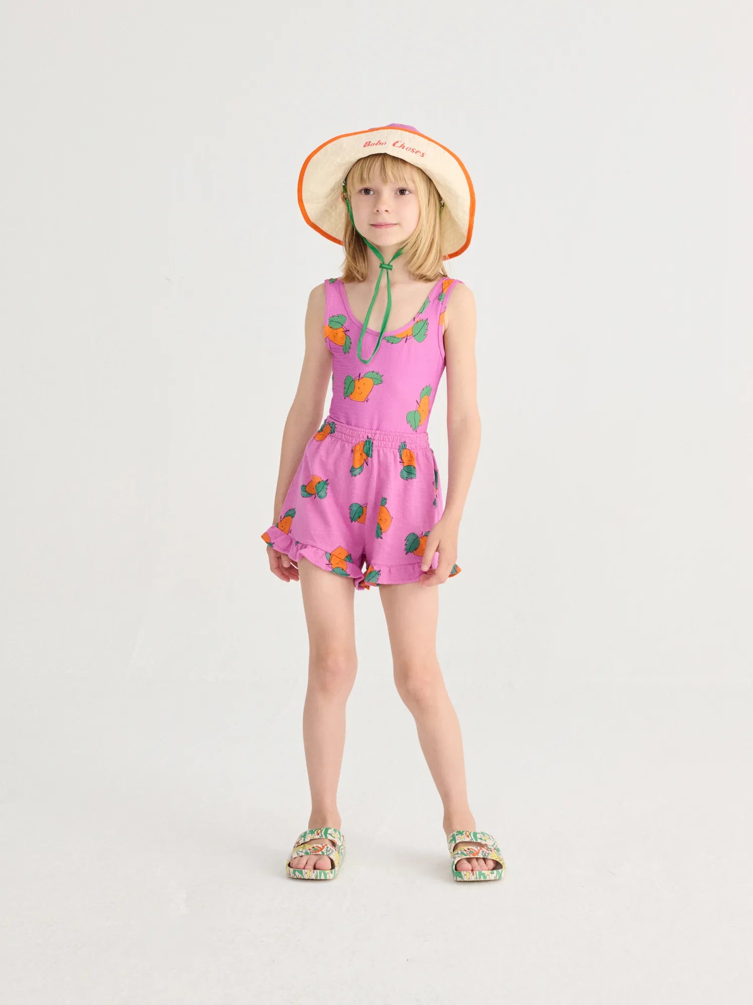 Tangerine all over ruffled shorts