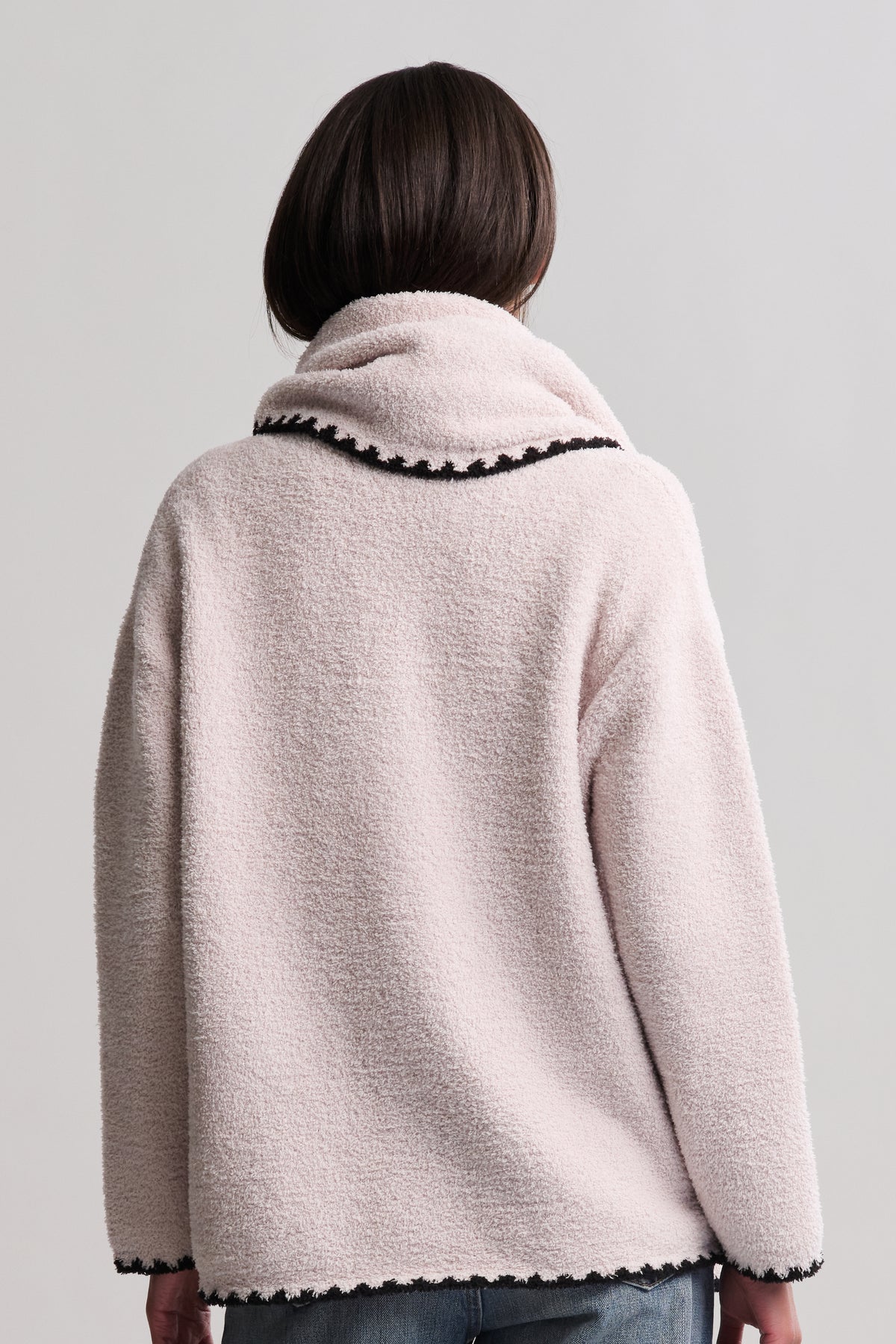 CozyChic® Blanket Stitch Cardigan with Detachable Scarf