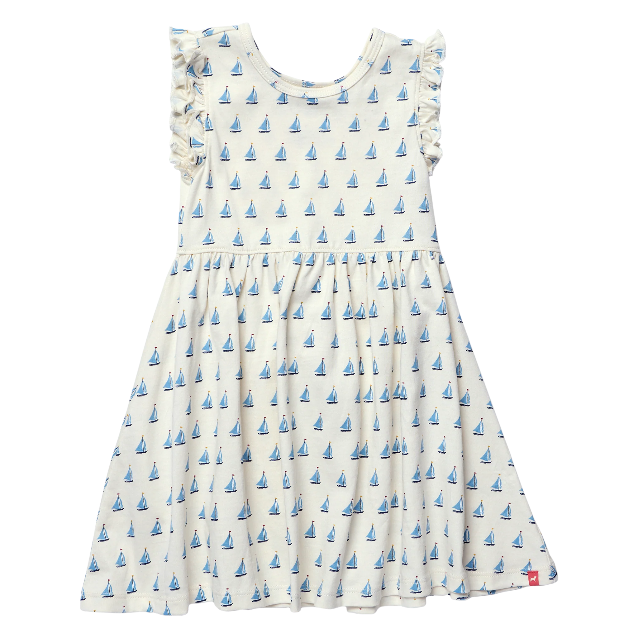 Sunny Ruffle Dress in Sailboat