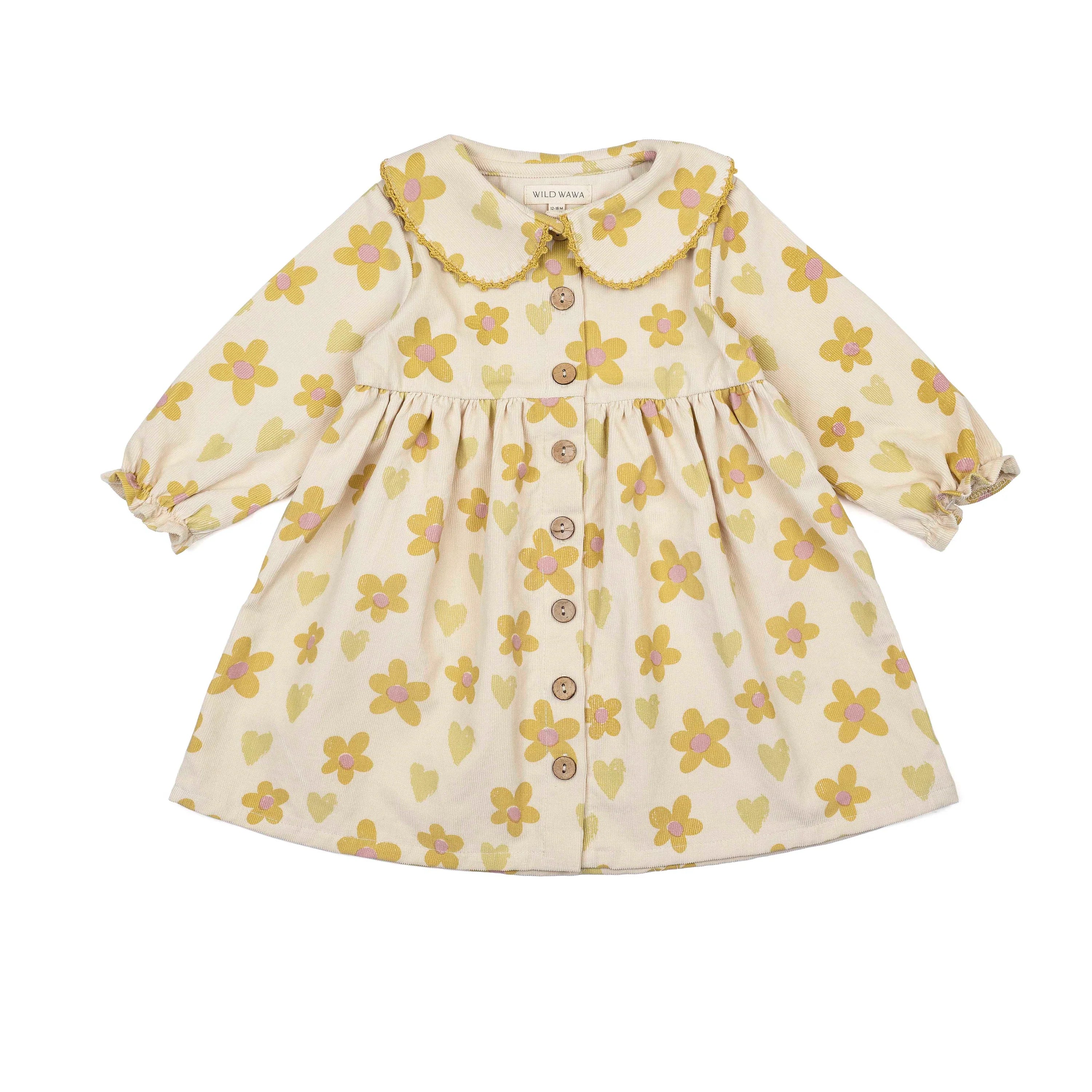 Clementine Dress - Floral Hearts Honey