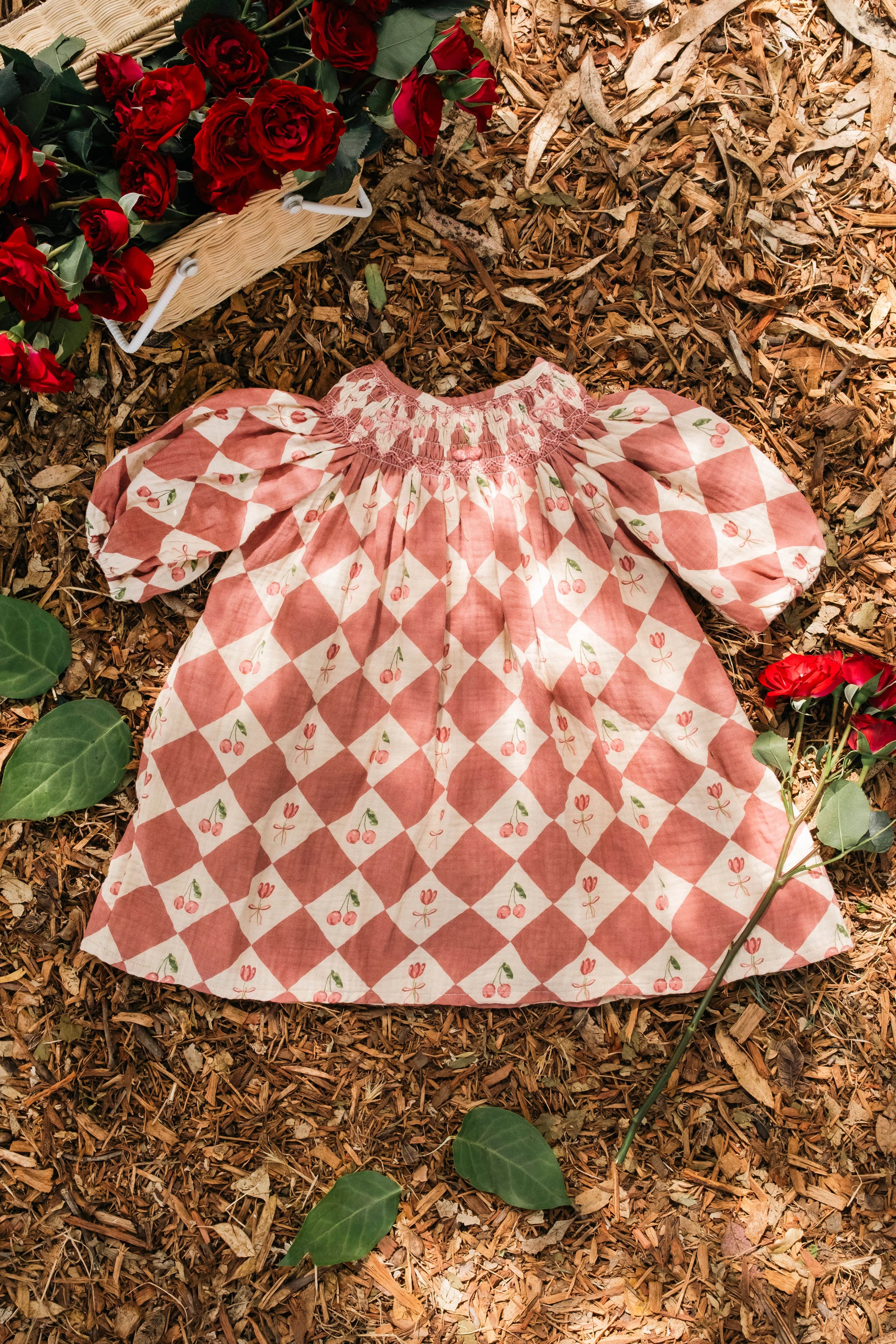 Clara Dress - Cherry Patchwork Crimson